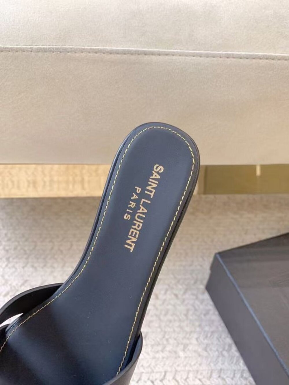Saint Laurent Black Braided Leather Slide Mules - Picture 5 of 6